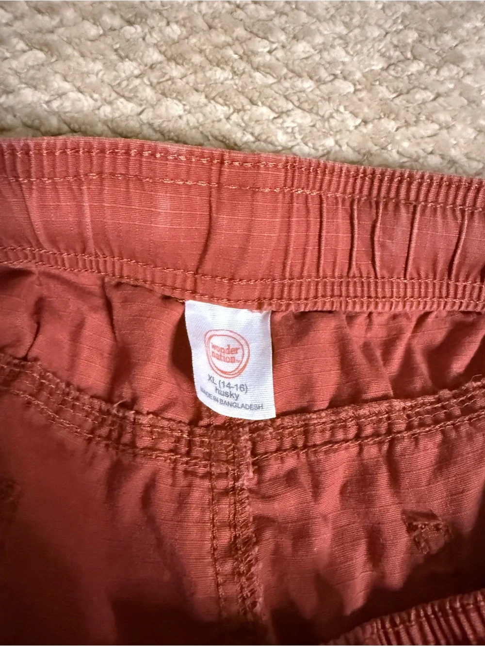 wonder nation Rust Red Cargo Shorts with Zip Pocket